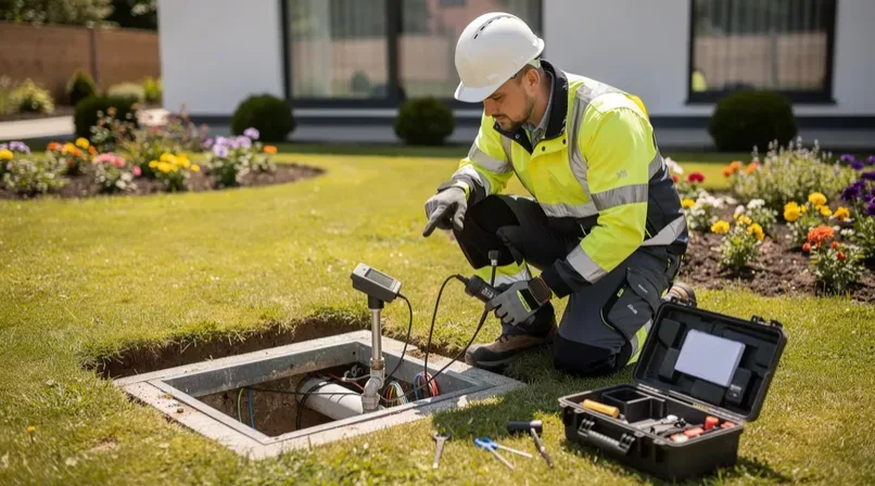 Technicien Cuvaeau pendant la visite d’entretien d’une micro-station