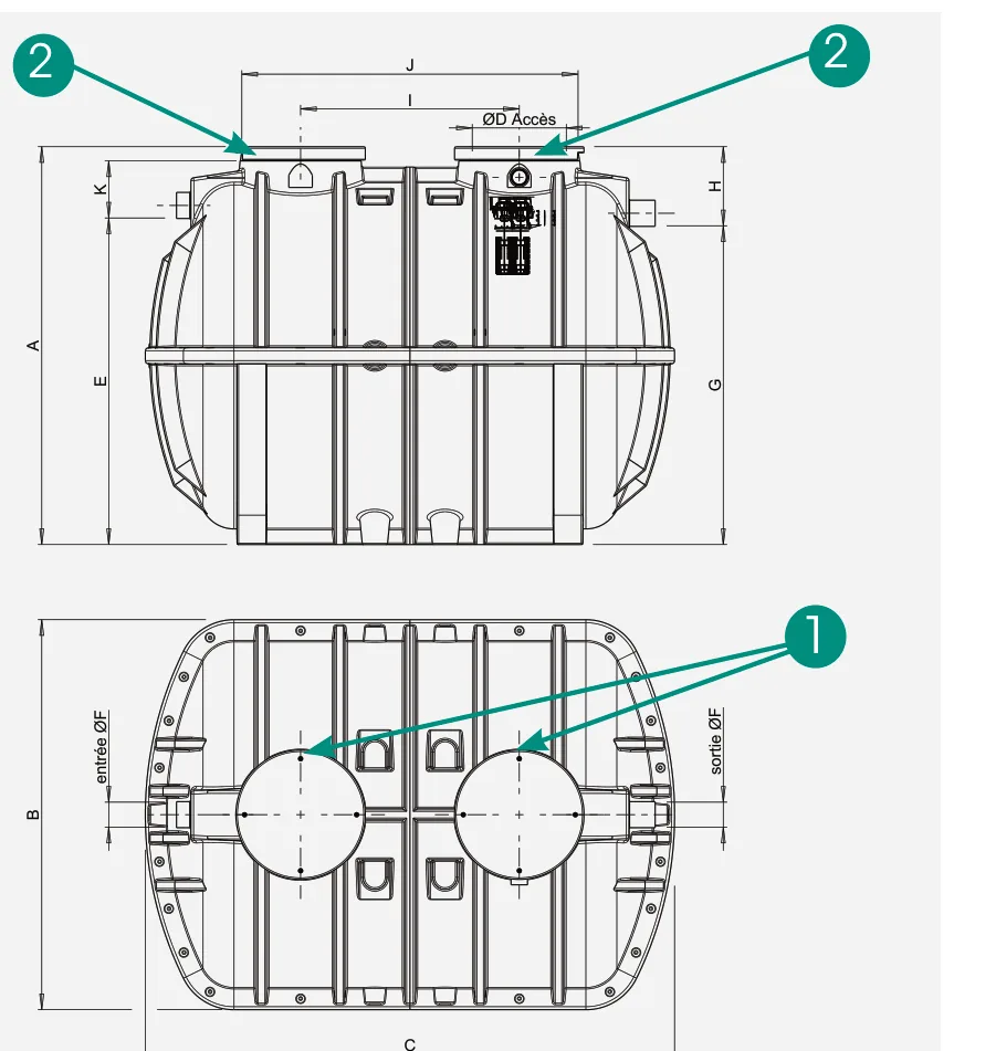 Fosse toutes eaux renforcée avec préfiltre 10 à 12 m³ – SIMOP — vue 2
